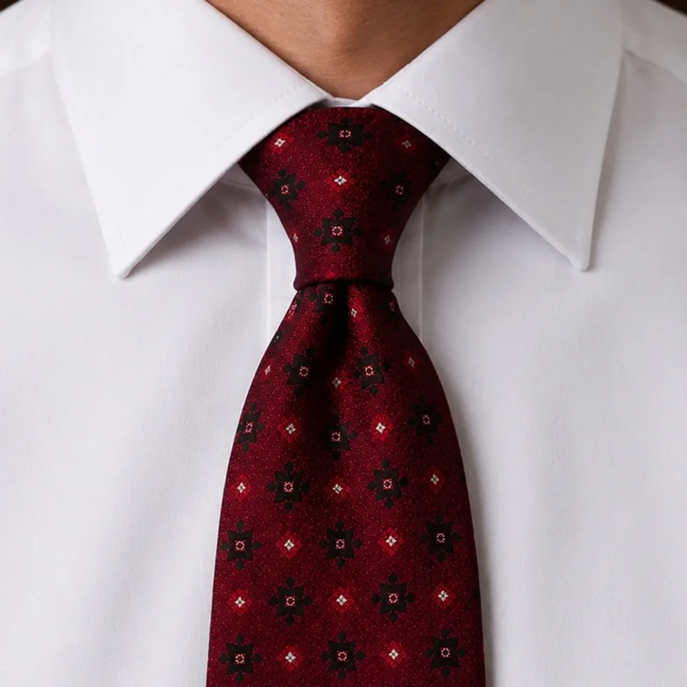Isaia Burgundy Red Floral Medallion Silk Tie - Picture 1 of 10